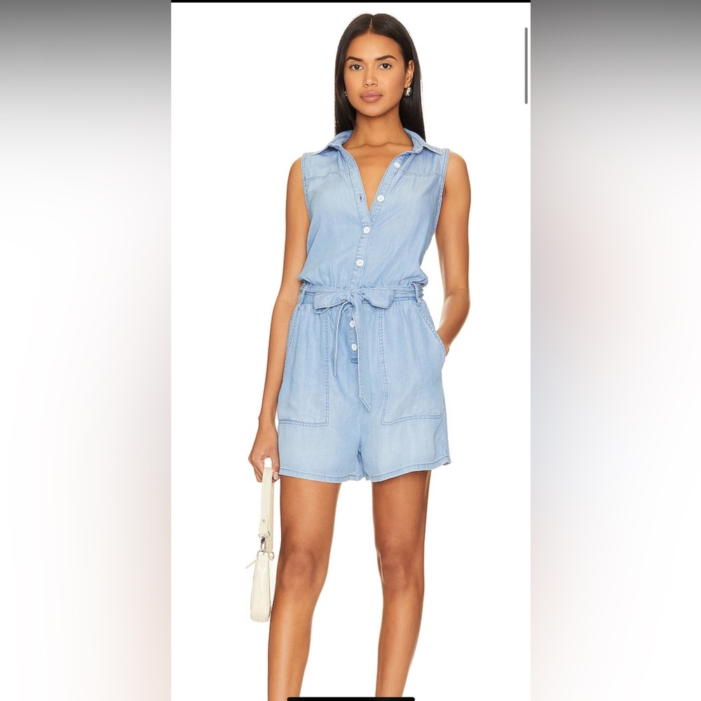 COPY - Bella Dahl Sleeveless Utility Romper - Caribbean Wash (XS)